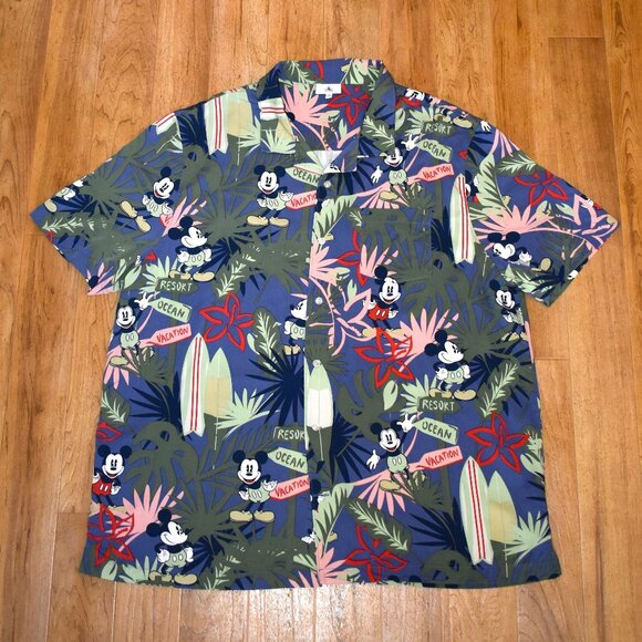 Disney Parks Mickey Vacation Short Sleeve Button Front Shirt Sz 3XL